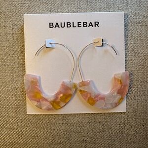 BaubleBar Pink and Gold Hoop Earrings